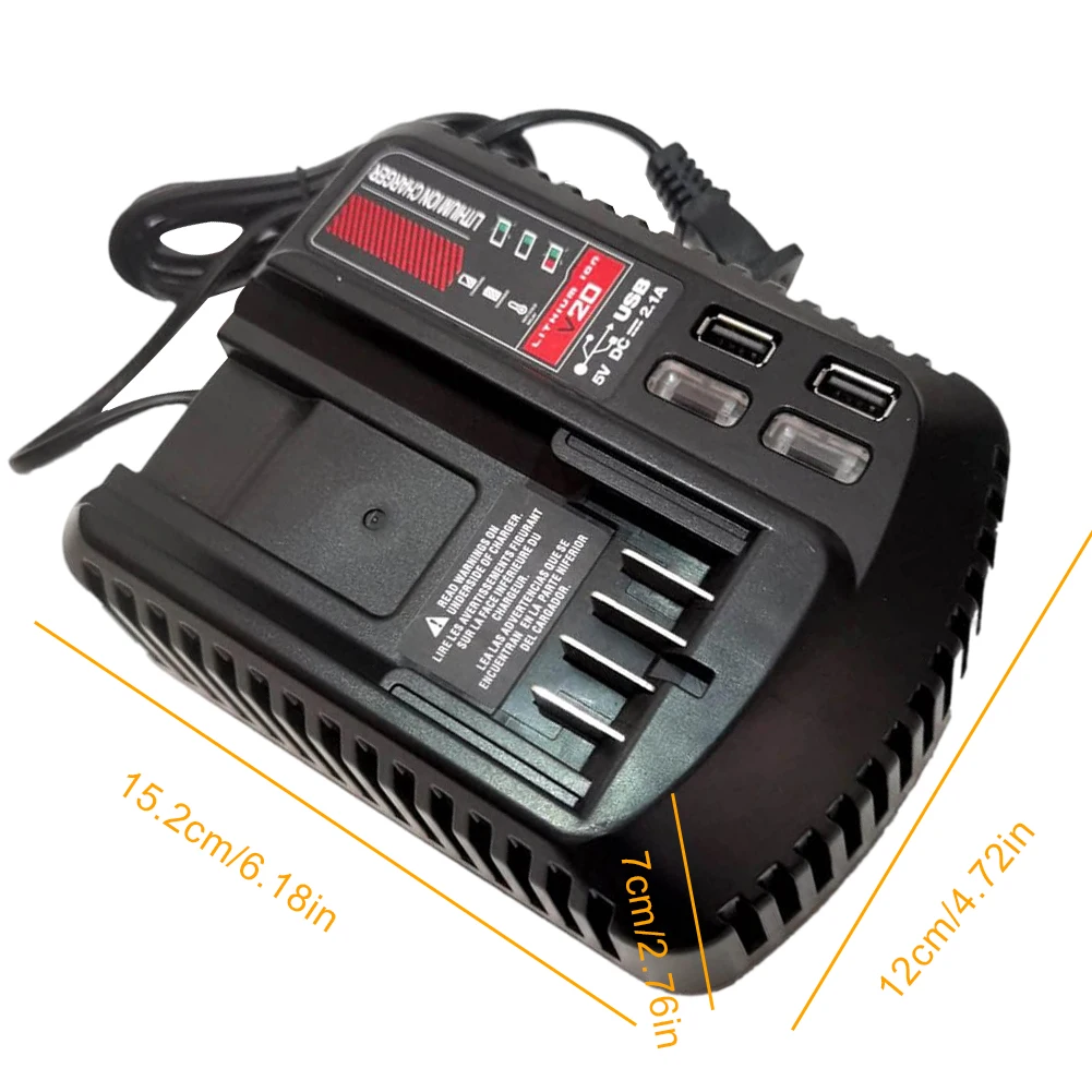 

CMCB202 Charger Replacement 18V Lithium Battery Fast Charger With 2.1A Dual USB Port Lithium Battery Charger Replacement