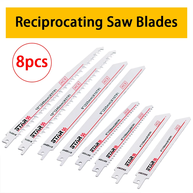 

8pc/Set HCS Reciprocating Saw Blades Wood Metal PVC Cutter Blade For Bosch Makita Hitach Power Tools Accessories