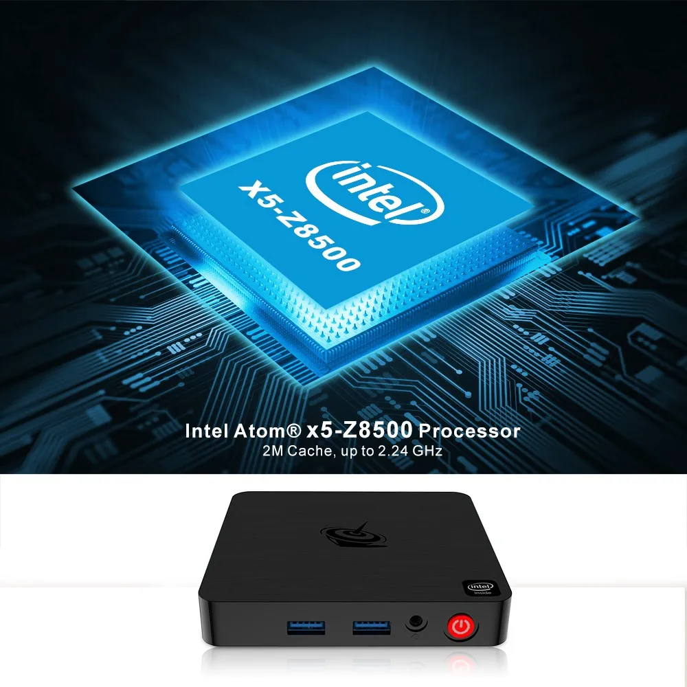 Beelink T4 Mini PC Int Atom x5-Z8500 HD графика 600 4 ГБ ОЗУ+ 64 Гб 2,4 ГГц+ 5,8 ггц WiFi 1000 Мбит/с USB3.0 BT4.0 поддержка 4K ТВ-бокс