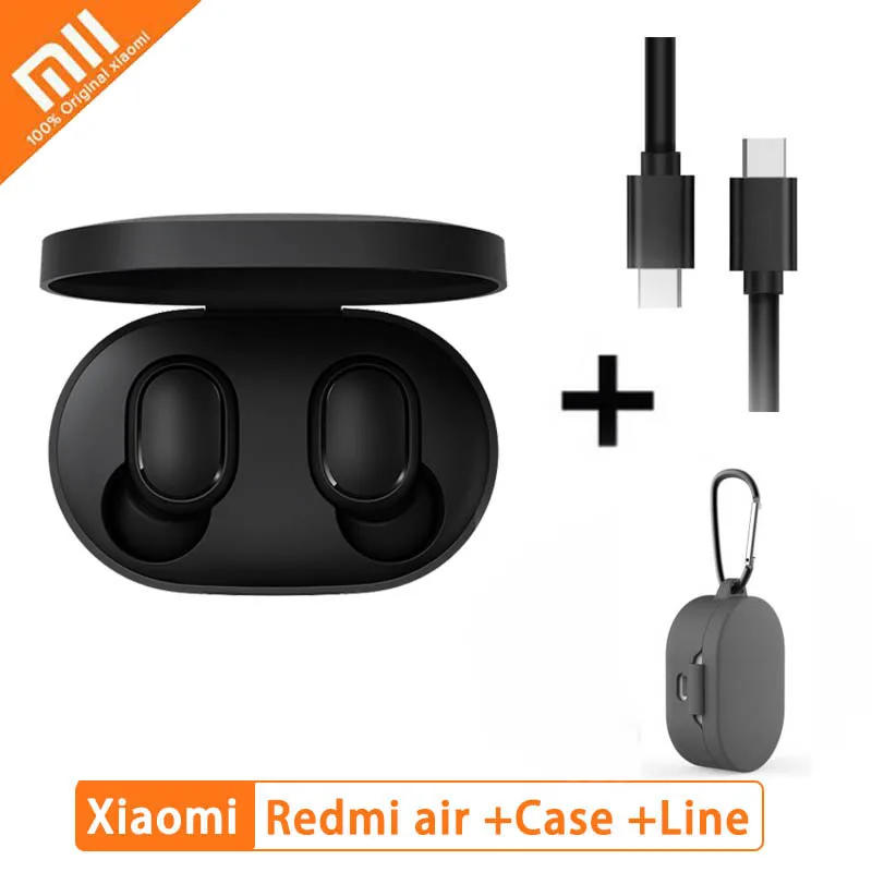 GB gray case cable Горячая Xiaomi Redmi AirDots Беспроводной Bluethooth наушники Язык Управление ушной Автоматическое Сопряжение Мини Гарнитуры Смарт Управление - Цвет: GB gray case cable