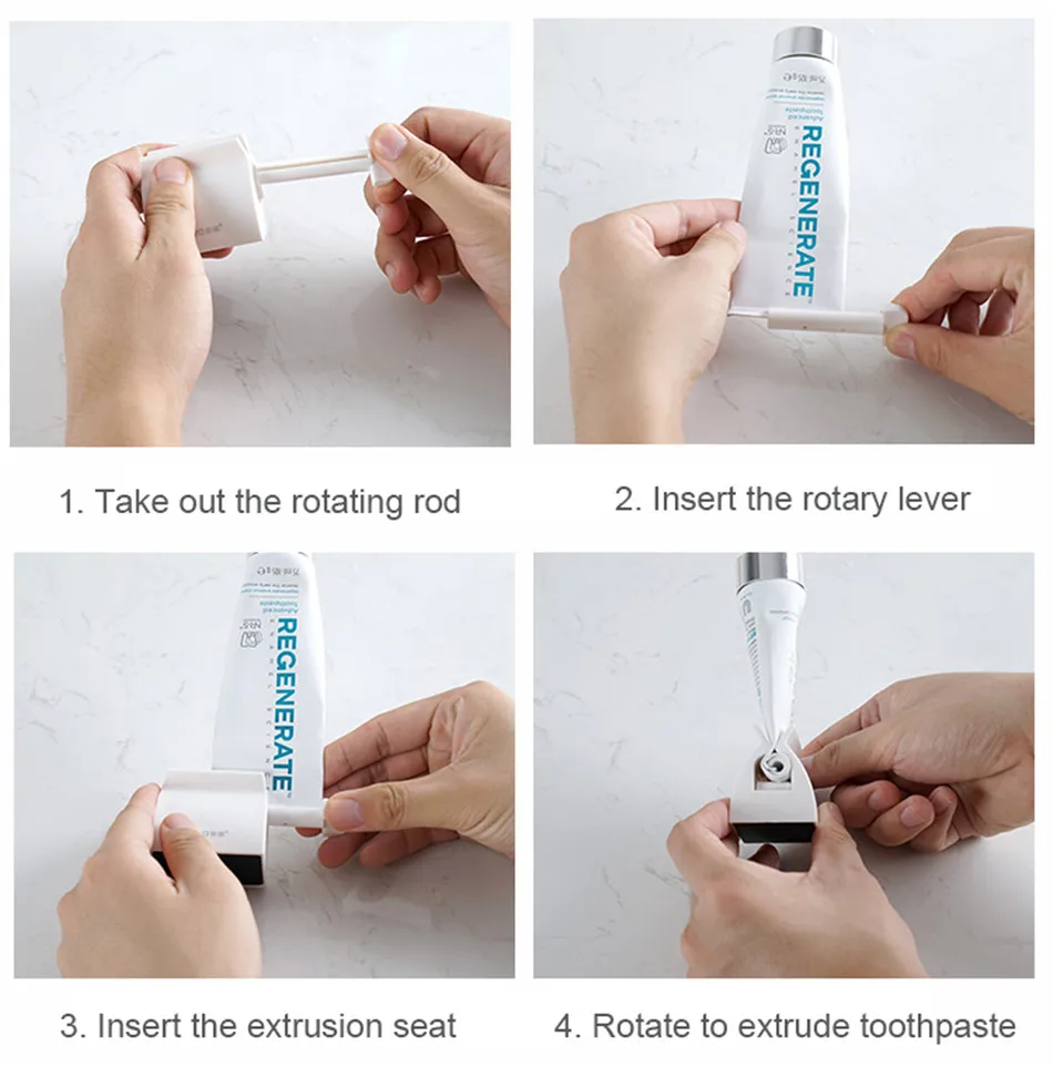 GUNOT Automatic Toothpaste Dispenser Wall Mounted Stand Home Dust-proof Toothpaste Lazy Dispenser Bathroom Accessories Set