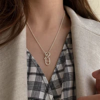 minimalist gold color chain toggle clasp circle necklaces for women 2020 hollow geometric pendant chokers necklace jewelry 2021