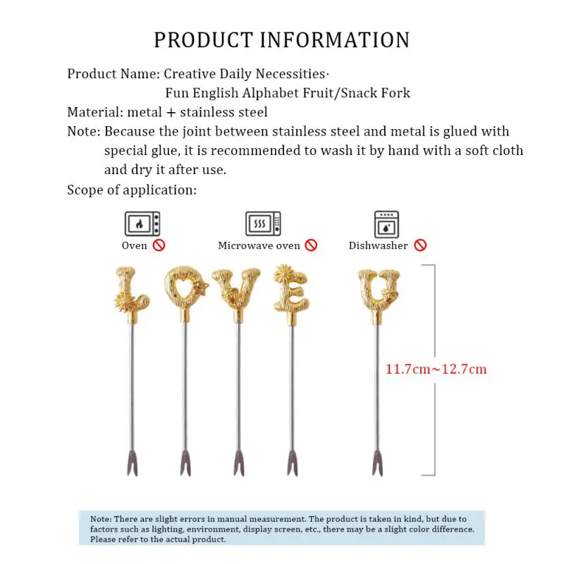 

Golden Letter Coffee Spoon Creative Stainless Steel Household Long Handle Stirring Bar Lovely INS Nordic Fruit Fork Spoon Set