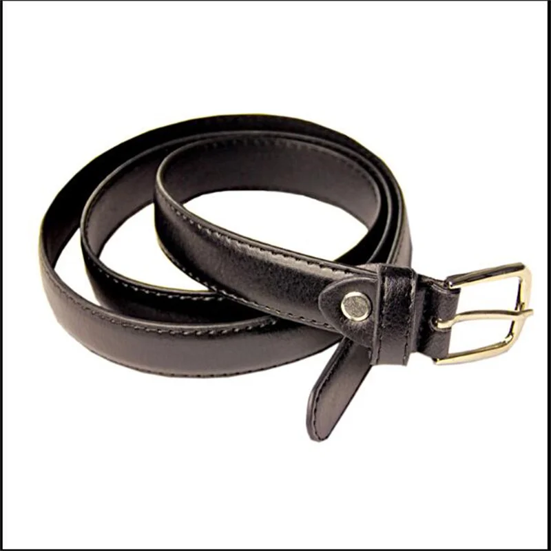 Black fine leather belt Korean version of the young men's casual leather belt
