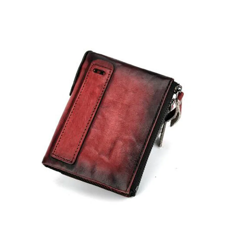 CHSANATO Анти Rfid держатель для карт Чехол для мужчин коровья кожа бумажник мужской двойной молнии портмоне водительские права Обложка - Цвет: X9100 Red
