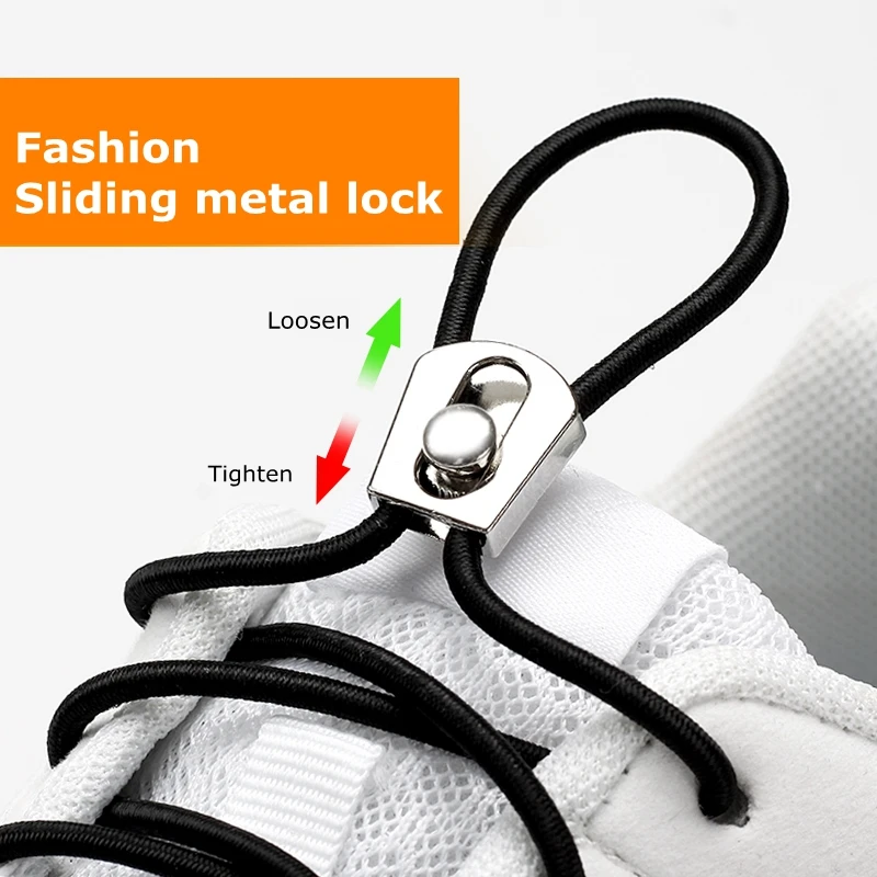 

2PCS/1pair New Elastic Shoelaces No Tie Shoe laces Round Kids Adult Quick Locking Shoe lace Outdoor Leisure Sneakers Lazy laces