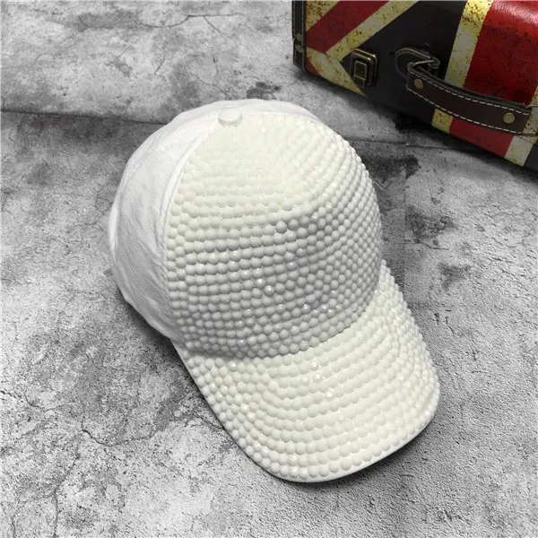 White rhinestone Новая модная женская регулируемая бейсболка с инкрустацией пайетками и стразами, бейсболка с кристаллами,, бейсболки хип-хоп, повседневные кепки - Цвет: White rhinestone