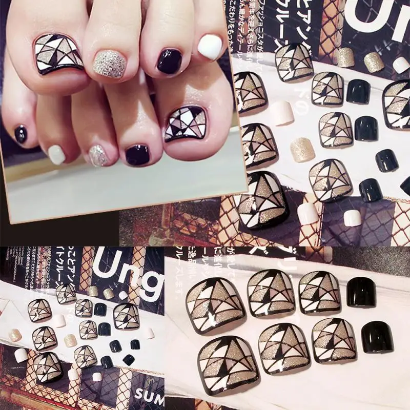 24 шт. популярные модные накладки для ногтей на ногтях короткие полное покрытие