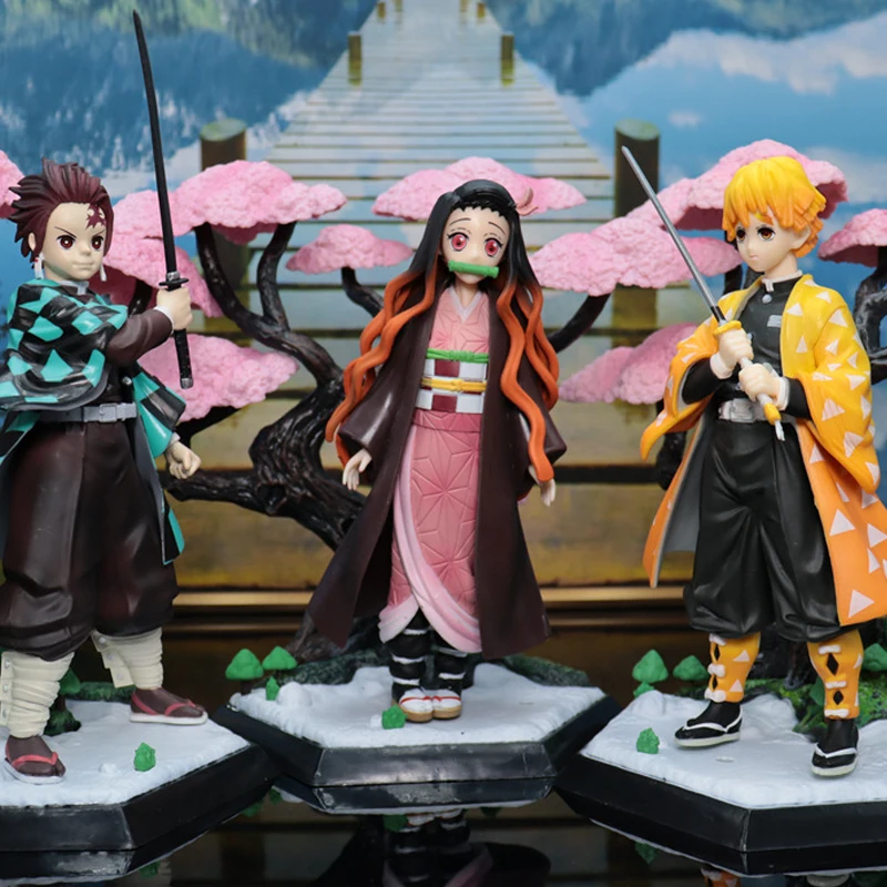 

Anime Character Decoration Demon Slayer Blade Kazuma Nidou Tanjiro My Wife Zenyi Cherry Blossom Scene Anime Model Decoration