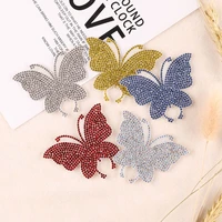 10 pcs glitter rhinestone butterfly patches self adhesive sticker for badge clothes applique bag fabric diy craft sewing decor