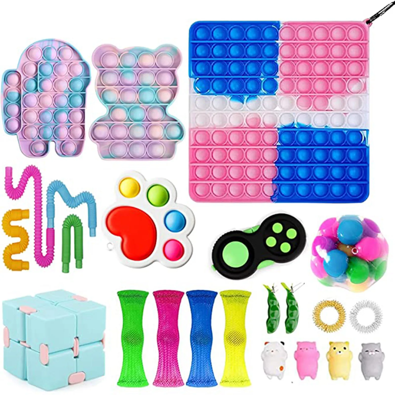 fidget sensory toy set stress relief toys autism anxiety relief stress bubble fidget toy for kids adults squeeze sensory поп и