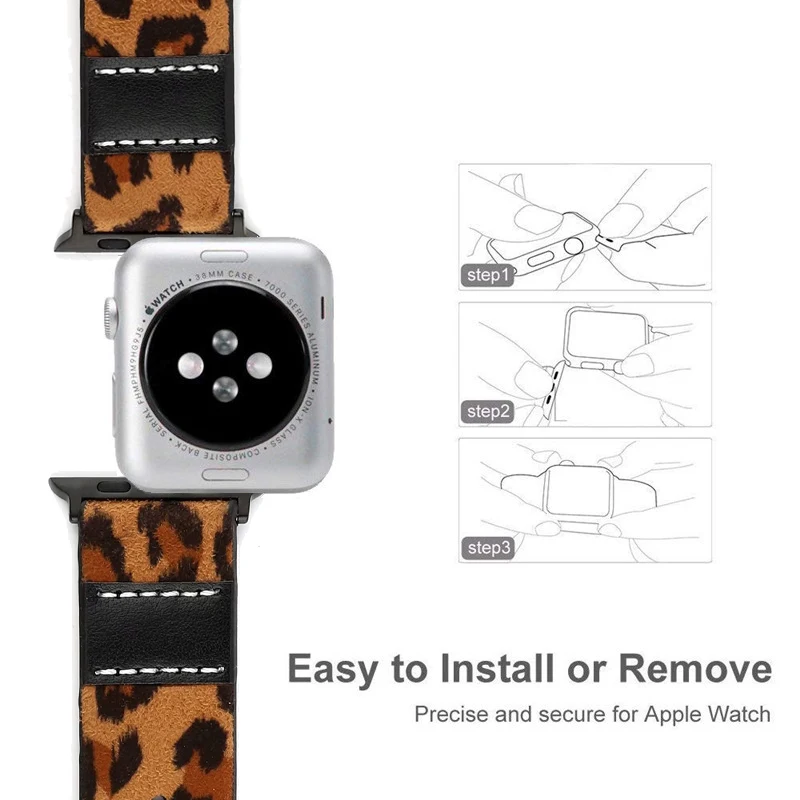 

New Matte Leopard Leather Band for Apple Watch 38/40/42/44mm Strap Bracelet for IWatch Series 5 4 3 2 1 Watchband Accessories