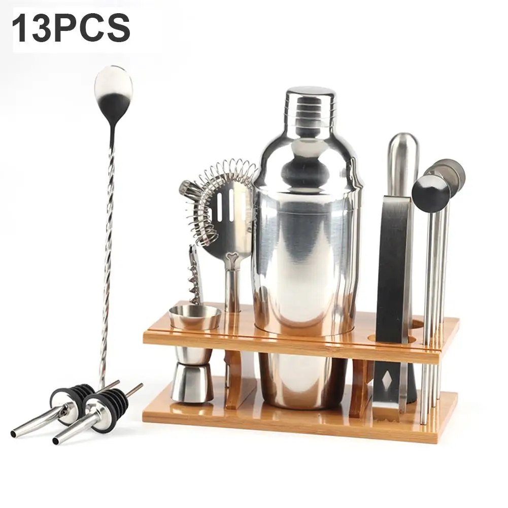 

13-piece Wooden Bartender Set Bar Cocktail Bartender Tool Accessories Kitchen Wine Set