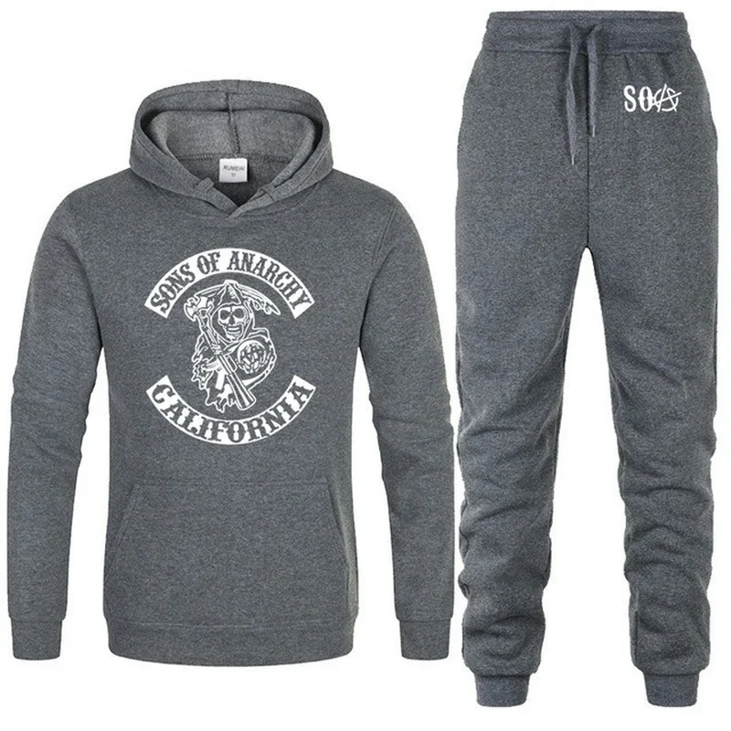 

SOA Sons of anarchy the child Skull Printed Fashion Hoodies Men Casual Fleece Sweatshirt Hip Hop Mens Hoodies Pants Suit fu7