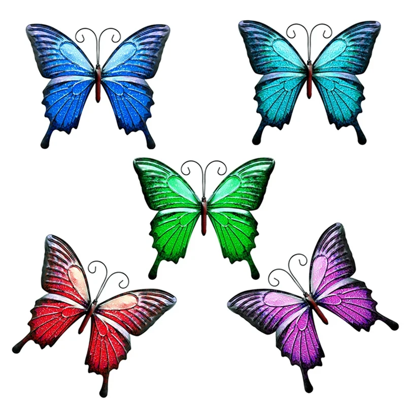 

5Pcs 3D Metal Butterfly Wall Art Decor Beautiful Vintage Sculptures Ornament For Home Patio Garden Decor