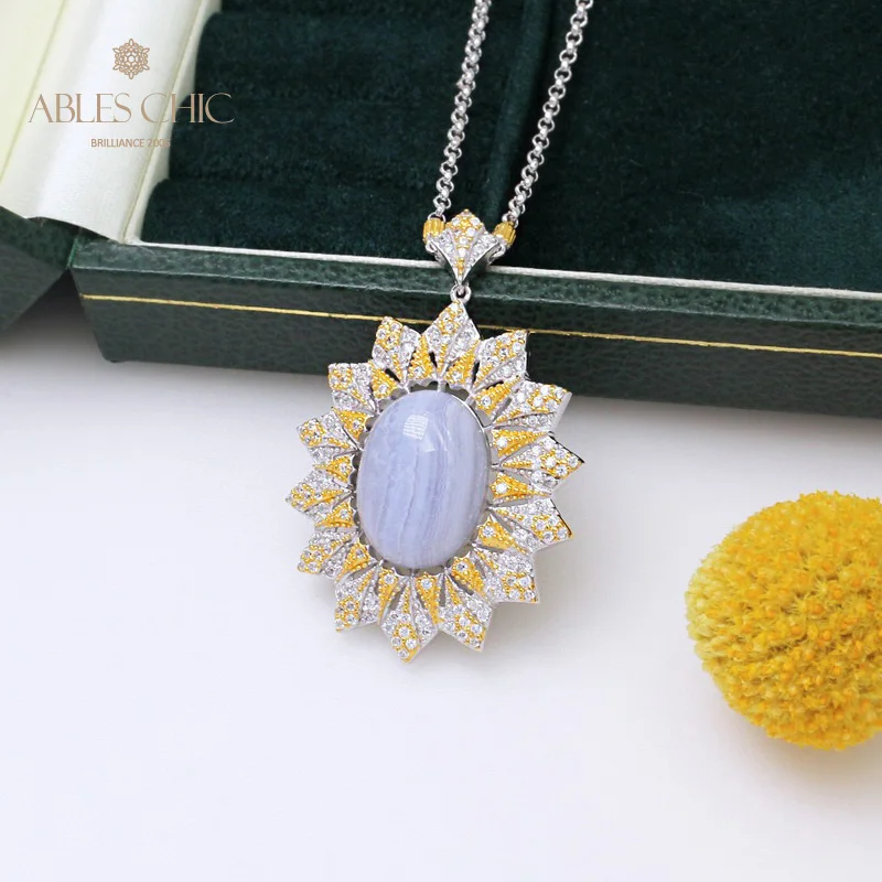 Ренессанс овальный камень 925 сплошная серебряная подвеска Королевский