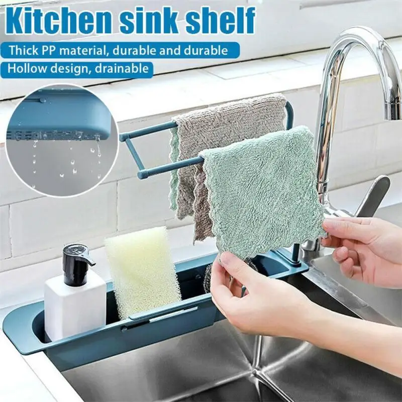 telescopic sink shelf kitchen sinks organizer soap sponge holder sink drain rack storage basket kitchen gadgets accessories free global shipping