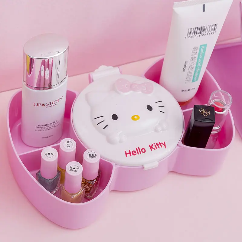

Cute Girly Heart Hello Kitty Desktop Storage Box Creative Cartoon Multifunctional Cosmetic Box Jewelry Box