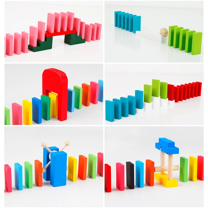 

12 Colors 120 Pieces Children's Building Blocks Large Domino Children's Early Education Wooden Educational Toys