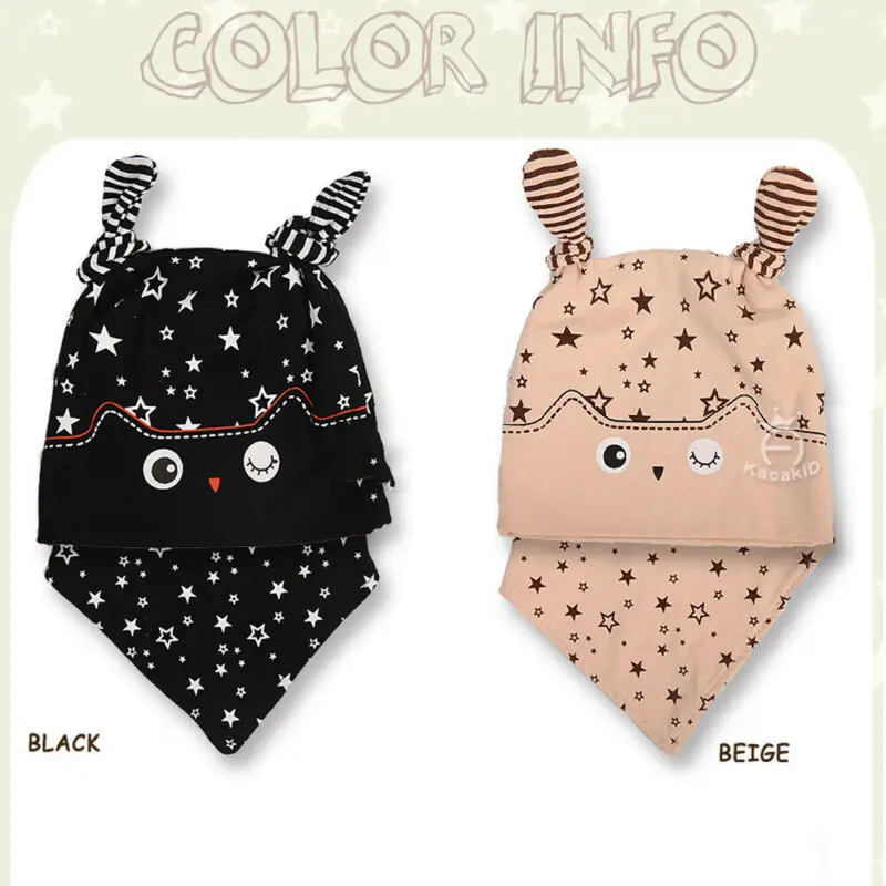 2019 Baby Accessories Toddler Infant Christmas Star Hat 3D Ears Cap Bonnet Beanie Scarf Head Neck Wrap 2Pcs Set Shower | Детская одежда