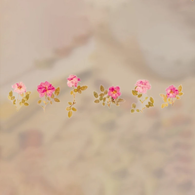 

6Pcs Flowers Plants Pvc Transparent Sticker Set Vintage Adhesive Stationery Stickers Decorative Label For Scrapbooking Album