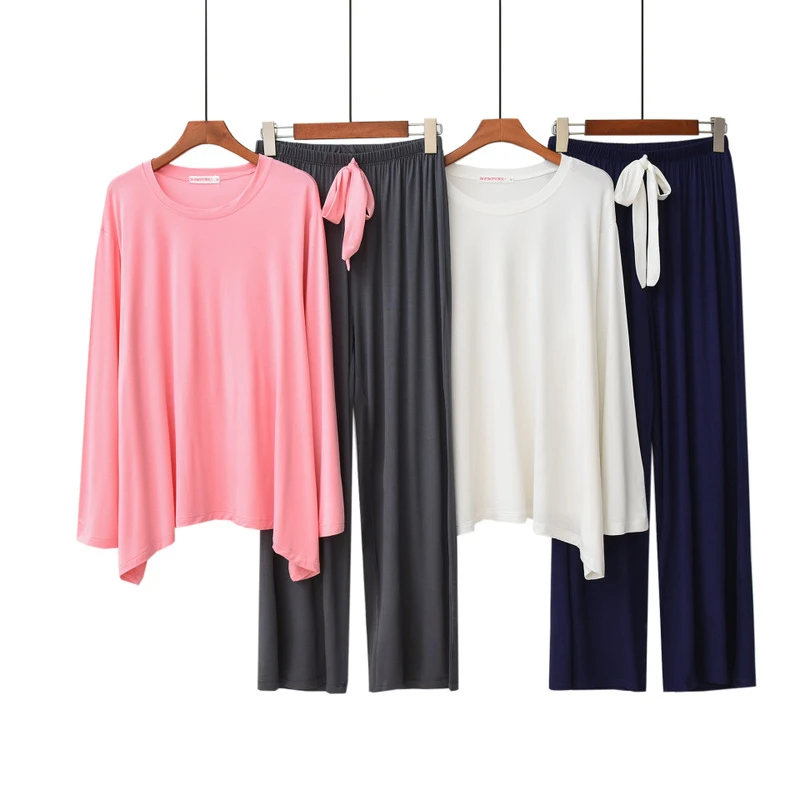 Новинка 2020 женская домашняя свободная пижама с длинным рукавом из двух предметов