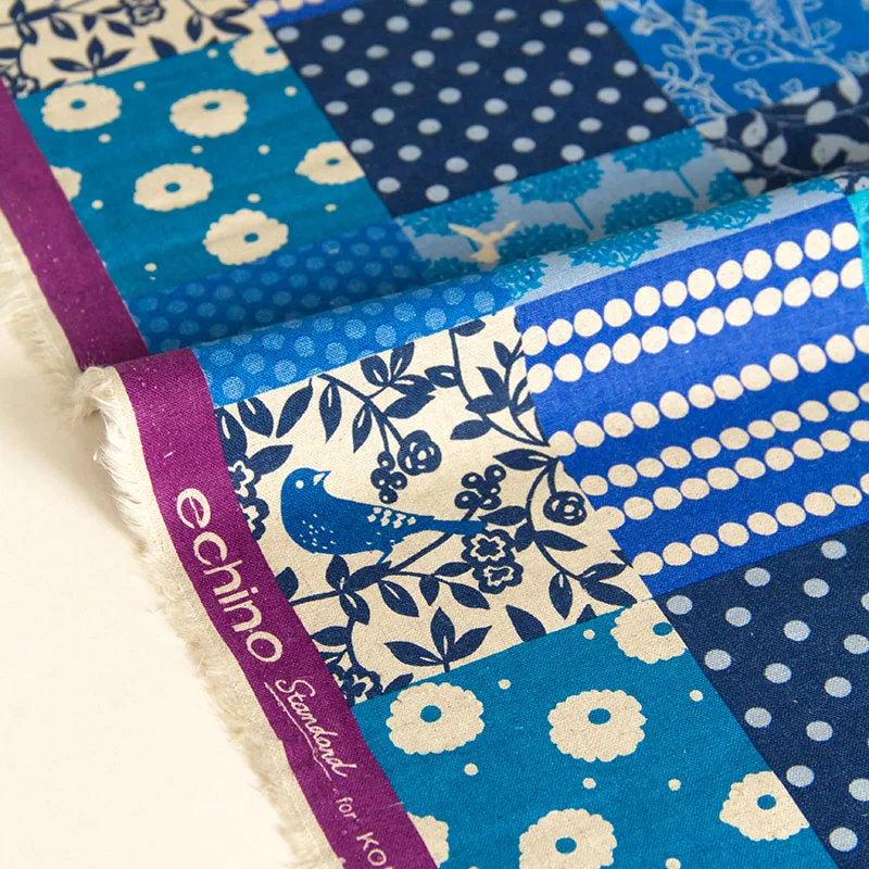 Японская ткань из хлопка и льна полметра стеганая эчино от Etsuko furuya Story A - купить по