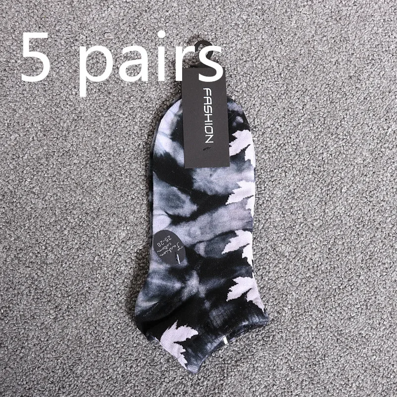 

5 Pairs Tie-Dye Socks Street Trend Tide Socks Male Women Solid Color Cotton Man Socks Basketball Men Skateboard Socks