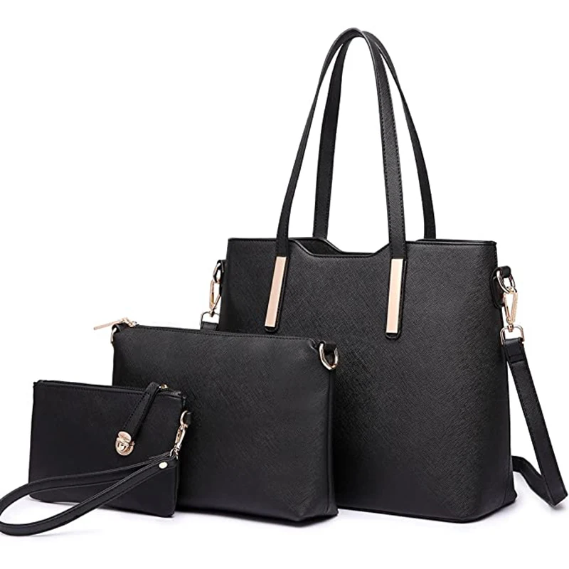 

Luxury Handbag Tote Women Hand Bag Set 3 Pcs Female Composite Bag PU Leather Ladies Shoulder Bag Purse
