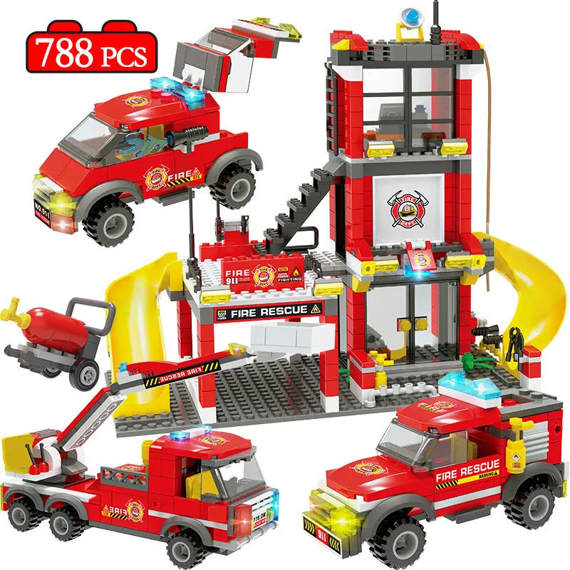 788 шт. Детский конструктор пожарная станция|Блочные конструкторы| |