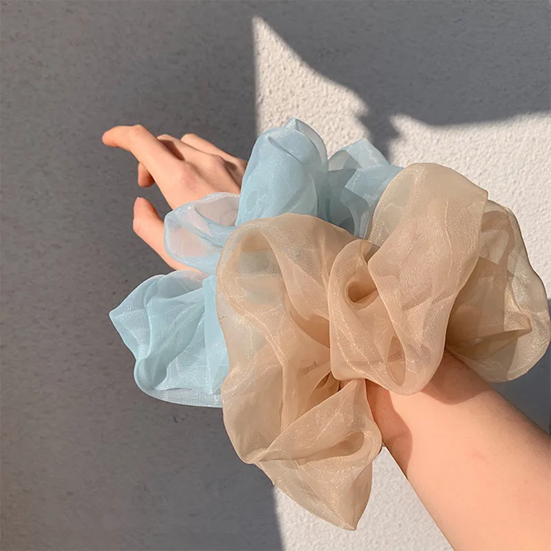 

New Organza Solid Color Elastic Hair Bands For Girls Ponytail Holder Hair Scrunchie Hair Ring Ties Hairband Hair Accessories