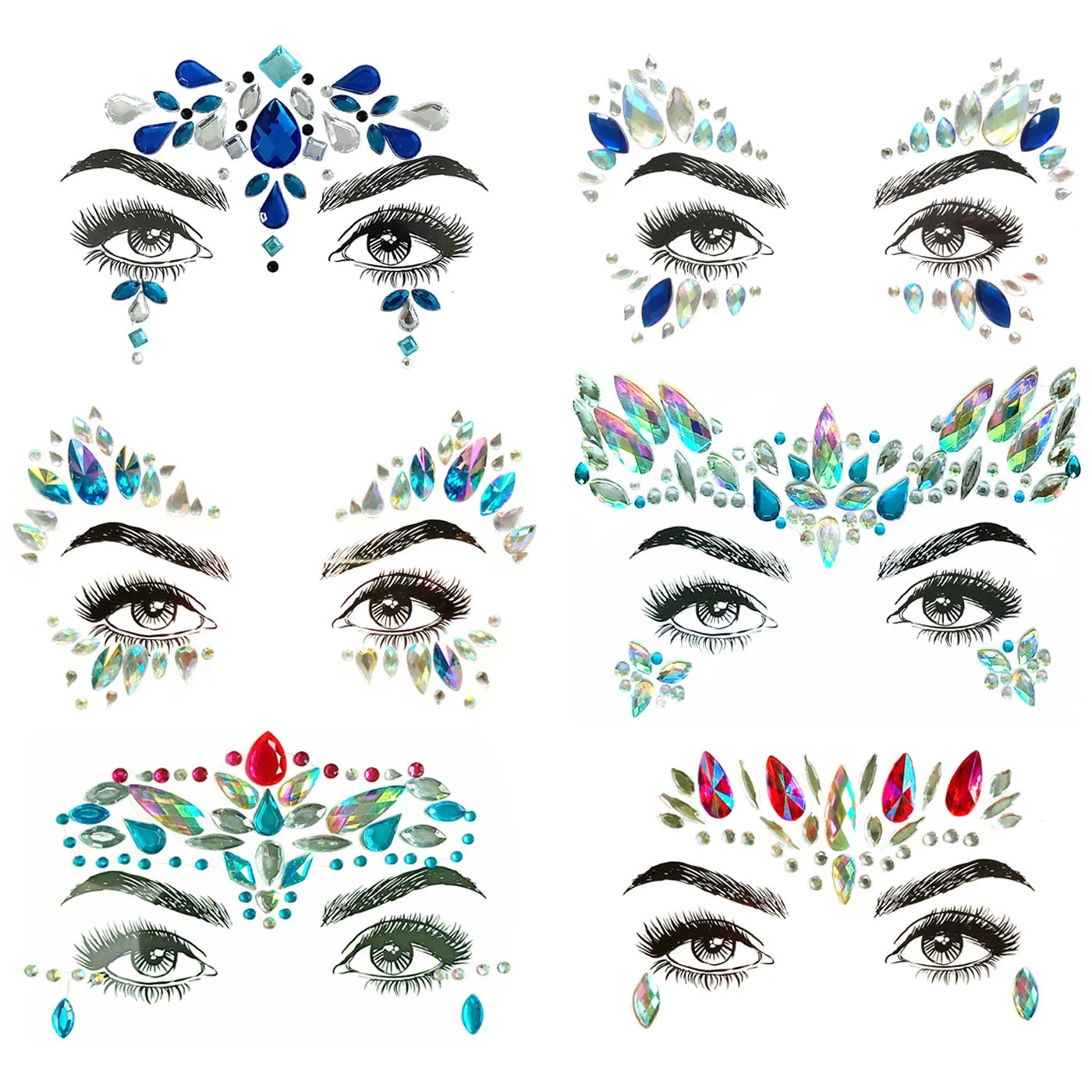 1 лист ручной работы богемный этнический стиль 3D стикер с кристаллами лица глаза