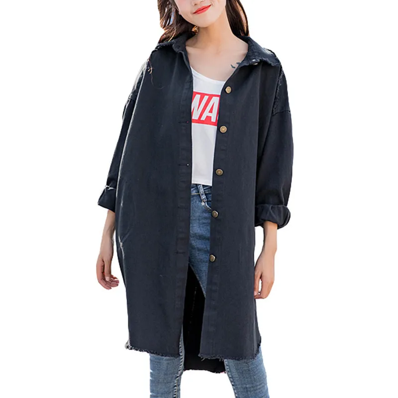 Новинка 2020 женский джинсовый Тренч на пуговицах Повседневный свободный длинный