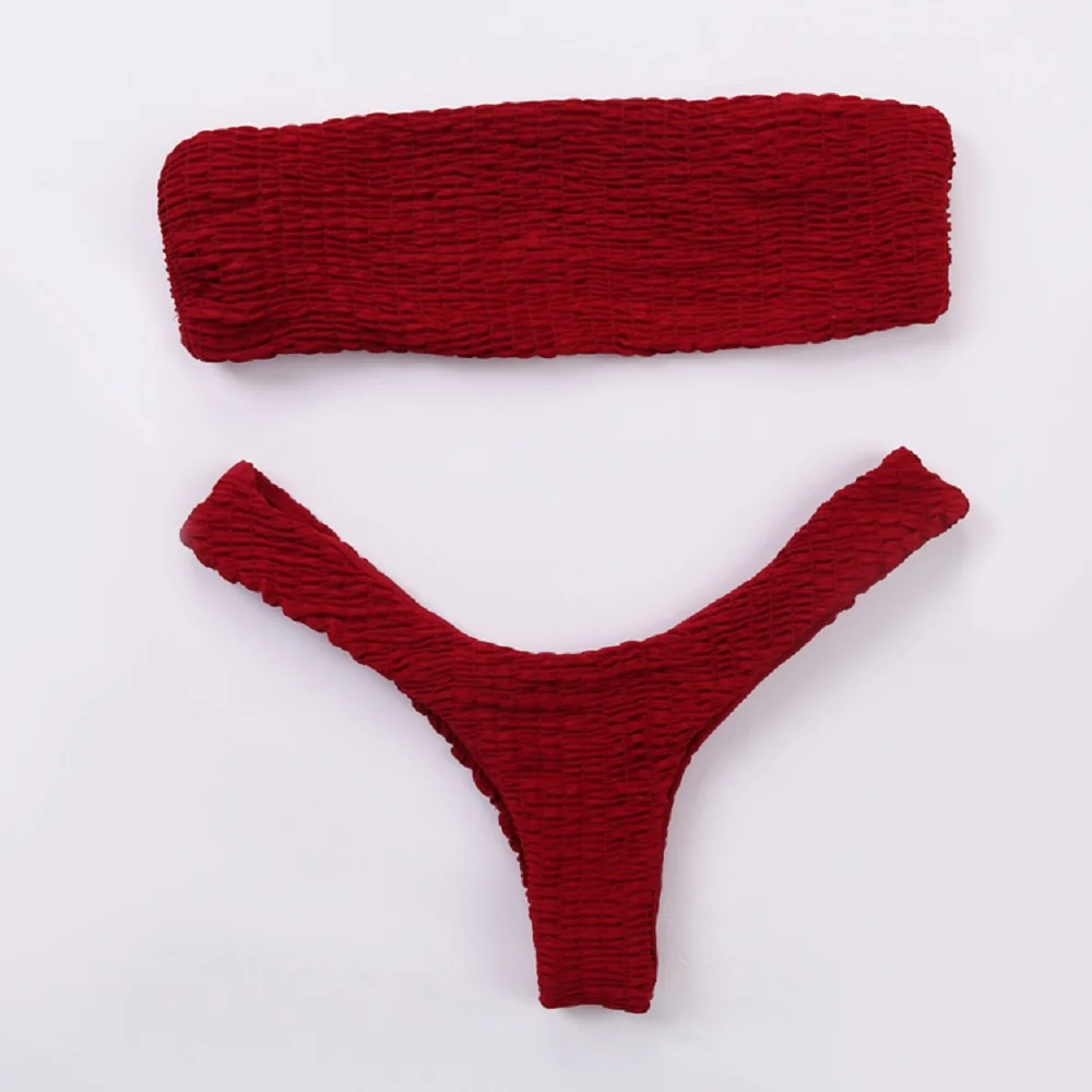 

Bandeau Micro Bikini Swimwear Women Sexy bikini 2020 Bikini Set Push Up Cut Out Bathing Brazilian Solid Swimsuit maillot de bain