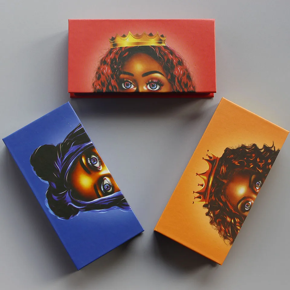 

Пустая коробка для ресниц, прямоугольная коробка для ресниц с короной, синего и красного цветов