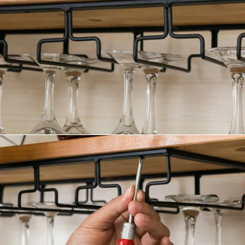 4-Rows Wall Mounted Wine Glass Cup Rack Holder Hanger Hanging Bar Shelf For wall storage shelf | Дом и сад