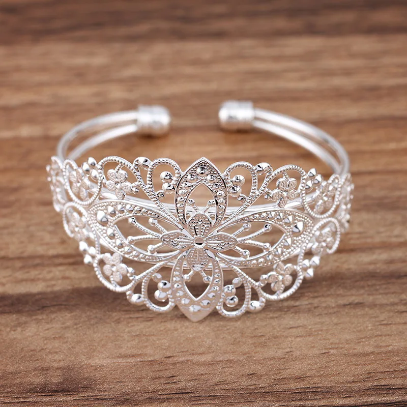 Холостые настройки браслета с филигранная Цветочная рамка манжета Открытый
