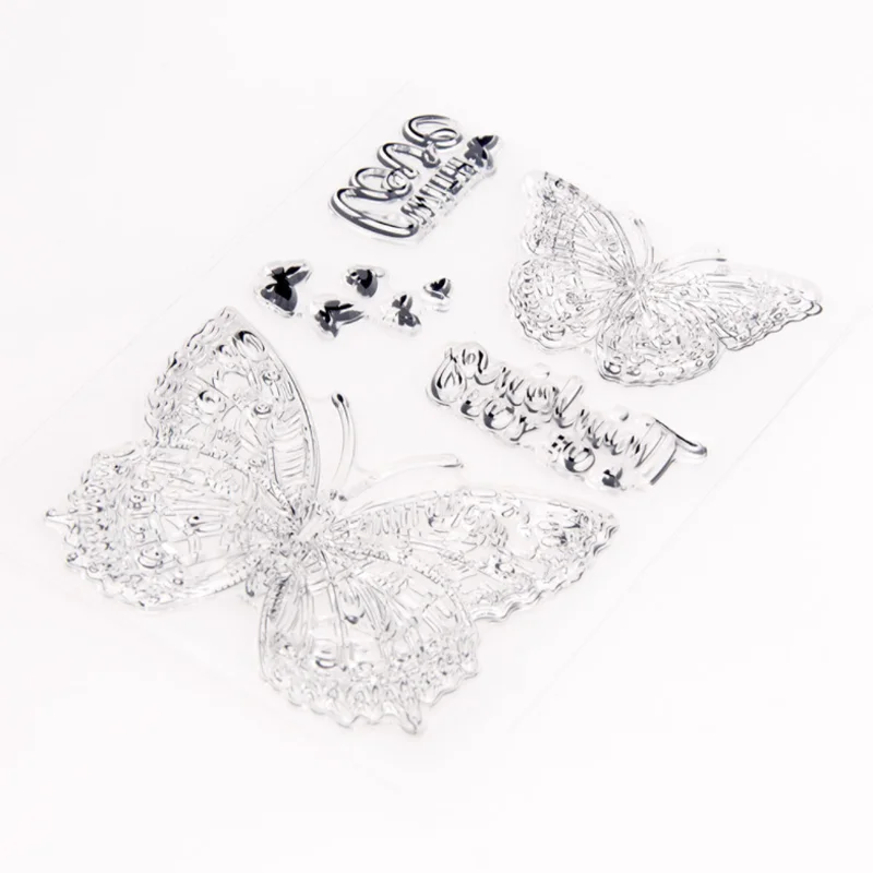 Прозрачный силиконовый штамп в виде бабочки для самостоятельной резки