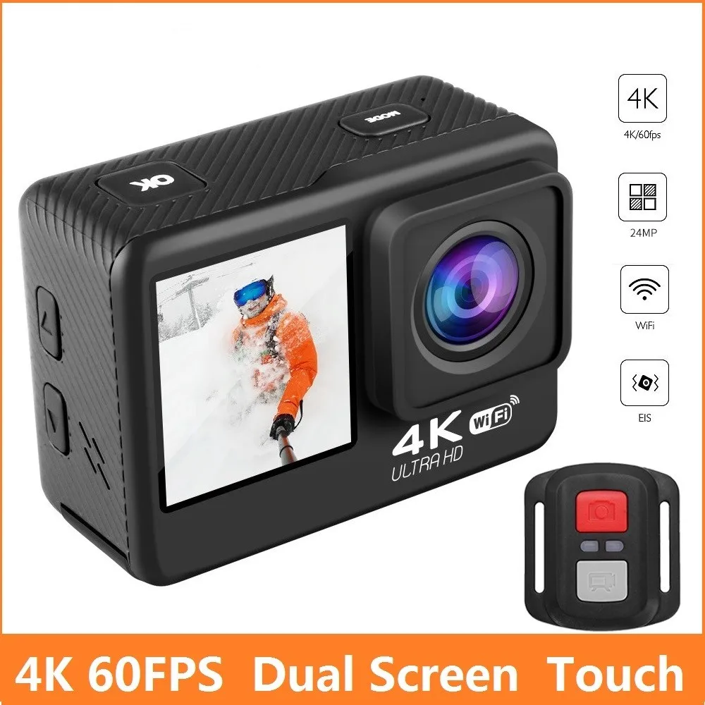 

Helmet Action Camera 4K 60FPS 24MP 2.0 Touch LCD 4X EIS Dual Screen WiFi Waterproof Remote Control Webcam Sport Video Recorder
