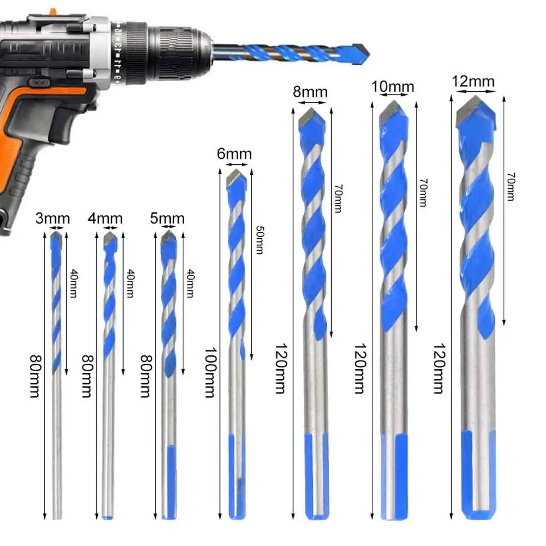 

5-10Pcs Ultimate Punching Drill Bits Set Multi-functional Glass Tungsten Triangle Bits Carbide Masonry Drill Bit Set for Metal