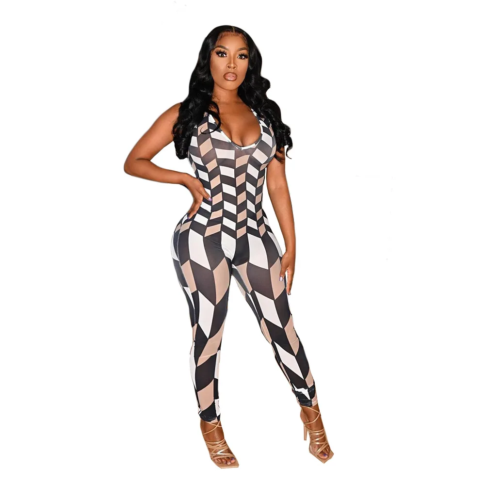 Женский комбинезон без рукавов с открытыми плечами |