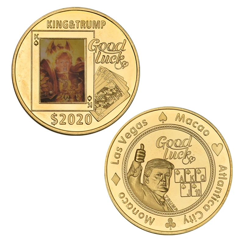 WR US Дональд Трамп 2020 позолоченные Коллекционные монеты с держателем фишки для