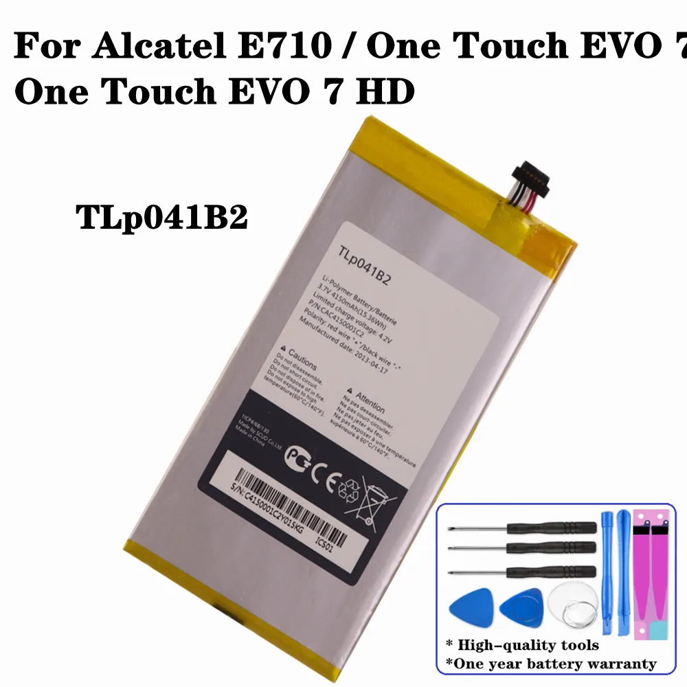 

TLP041B2 Battery For Alcatel E710 ,One Touch EVO 7 ,One Touch EVO 7 HD Tablet Battery 4150mAh High Capacity Batteries + Tools