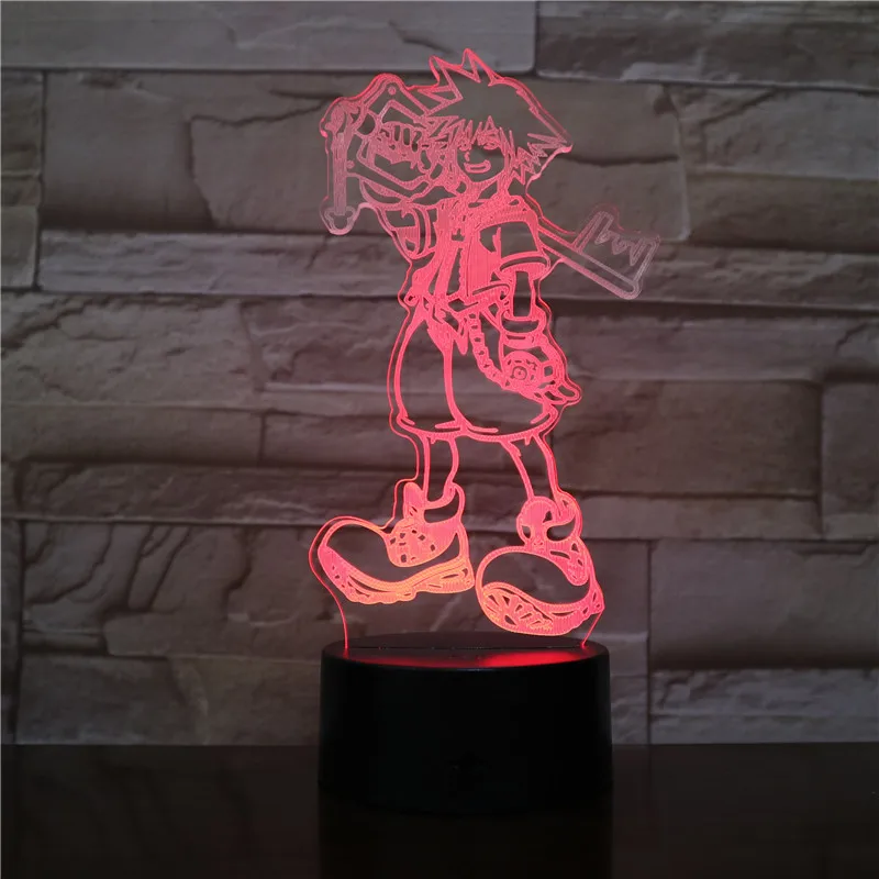 3D игра Led Kingdom Hearts Sora рисунок многоцветный USB акриловый Декор lamparas Gamer освещение детская настольная лампа прикроватная 2532
