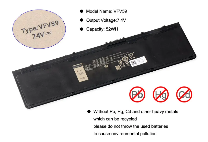 KingSener 7,4 V 52WH VFV59 W57CV GVD76 ноутбук Батарея для DELL Latitude E7240 E7250 0W57CV VFV59 WD52H KWFFN