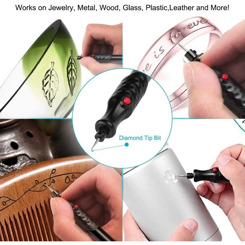 Electric Miniature Engraving Pen Tool Belt 5 Interchangeable Diamond Tip For DIY Jewelry Making Metal Glass | Инструменты