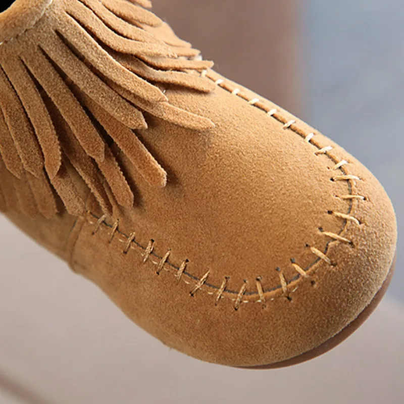 Теплые зимние ботинки для мальчиков и девочек модная обувь на плоской подошве с