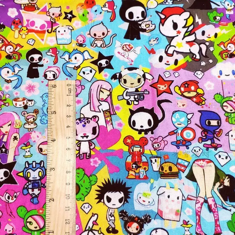 AJ525 - BTY 1 ярд хлопчатобумажная тканая ткань кавайные японские Мультяшные