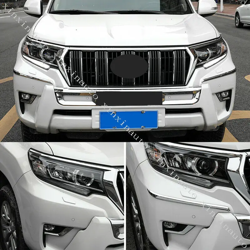 ABS Chromed Front Bumper Molding Cover Trim Strips 2018 2019 for Toyota Land Cruiser Prado FJ150 150 Accessories | Автомобили и