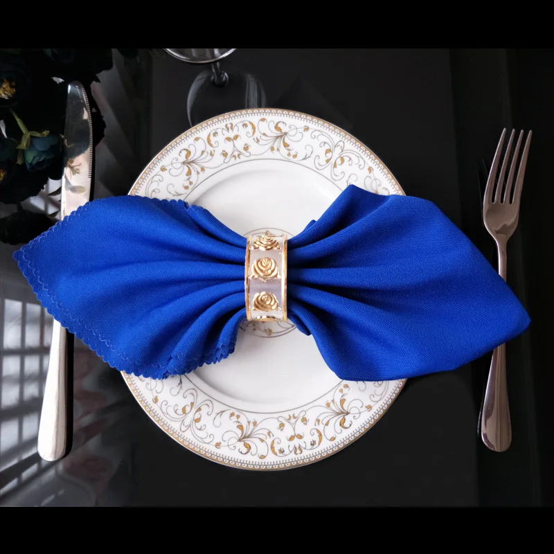 Royal Blue Однотонные белые свадебные столовые платки из ткани переработанные текстильные салфетки полиэстер Ресторан носовые экологически чистые 48 см квадратные - Цвет: Royal Blue